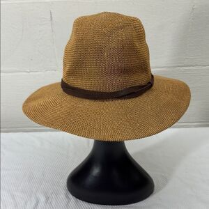 WYETH Brown Part Paper Panama Style Hat One Size